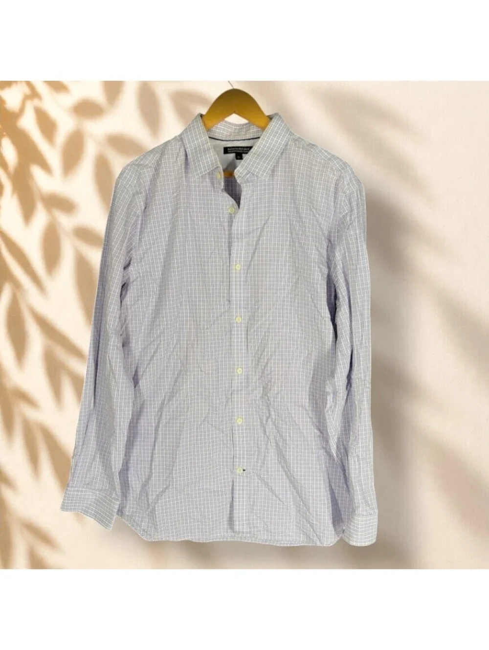 Banana Republic Shirt Men XL Blue Plaid Button Up Collared Taylored Slim Fit